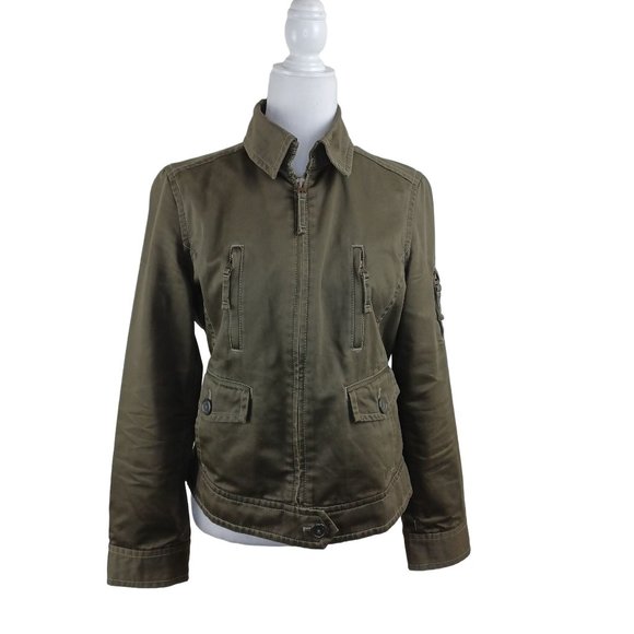J. Crew Jackets & Coats J Crew Womens Moto Jacket Medium Olive Green Bomber Coat Cotton